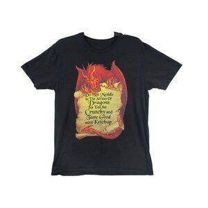 Dragon Graphic Black T-Shirt Medium Gildan 100% Cotton